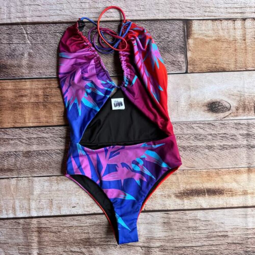 BFyne Swimsuit One Piece‎ Amie XS Floral Halter Tropical Beach Vacation Travel